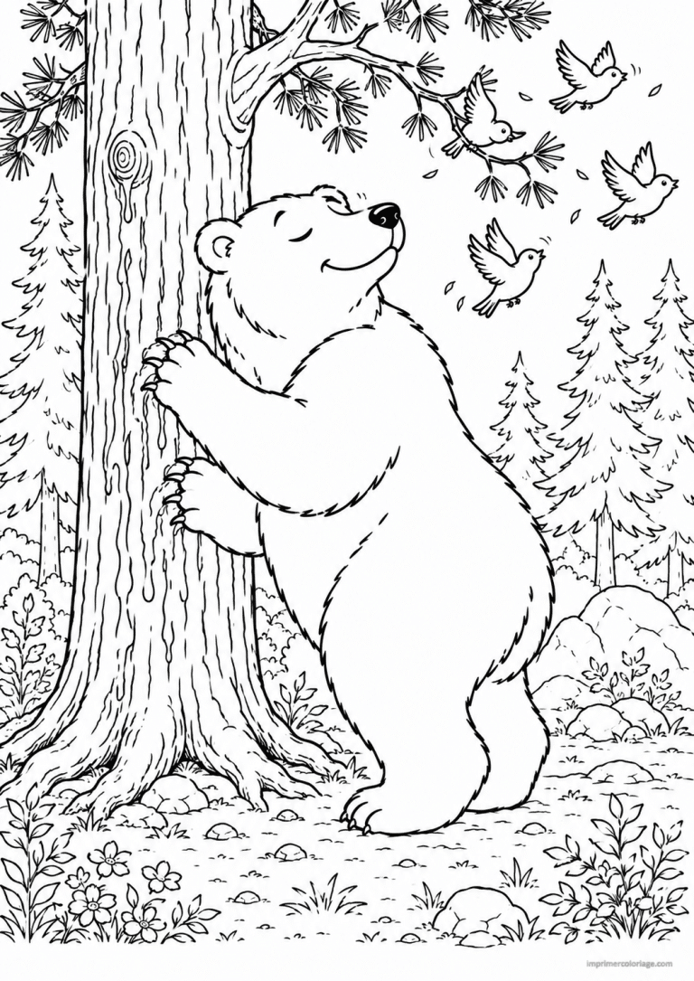 coloriage ours gratte dos pin à imprimer coloriage ours gratte dos pin - dessin gratuit à imprimer