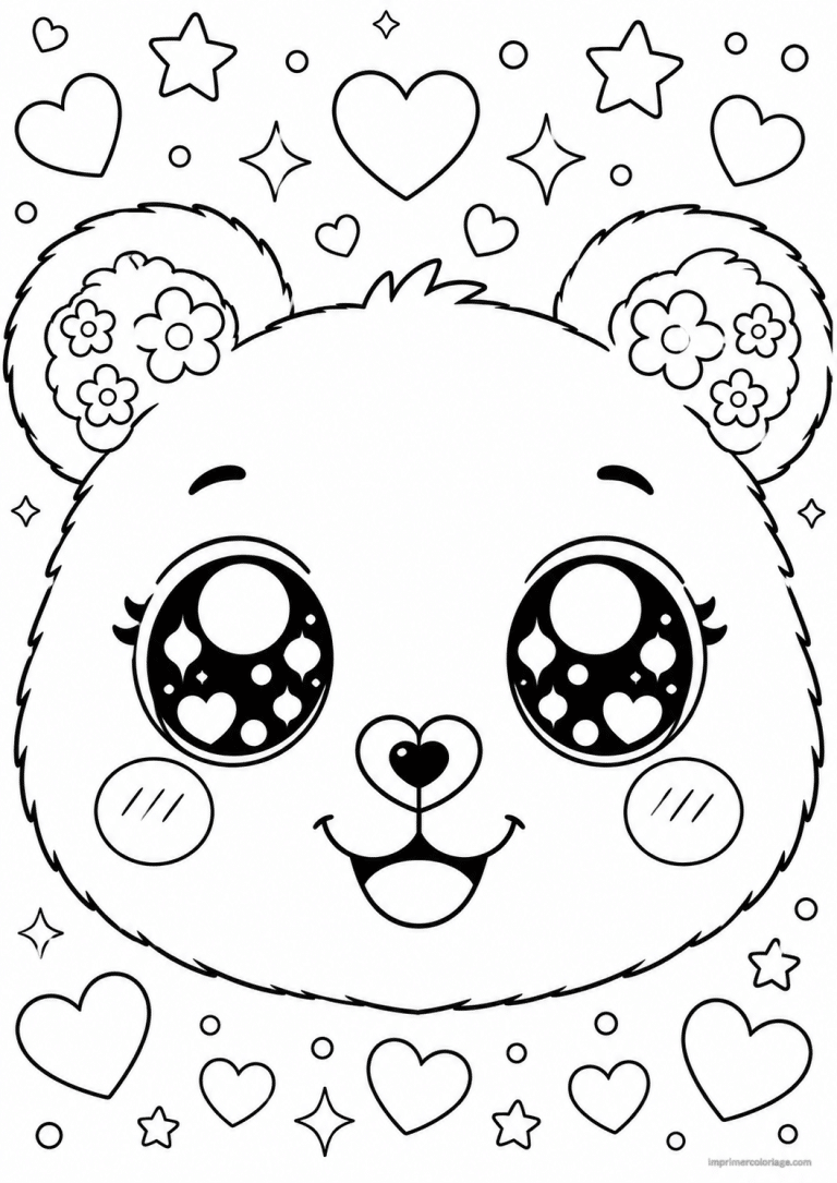coloriage ours kawaii visage à imprimer coloriage ours kawaii visage - dessin gratuit à imprimer