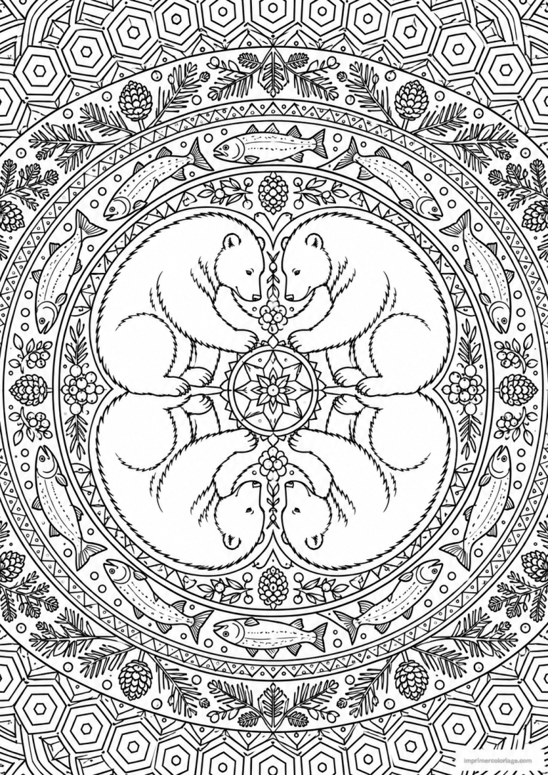coloriage ours mandala quatre silhouettes à imprimer coloriage ours mandala quatre silhouettes - dessin gratuit à imprimer