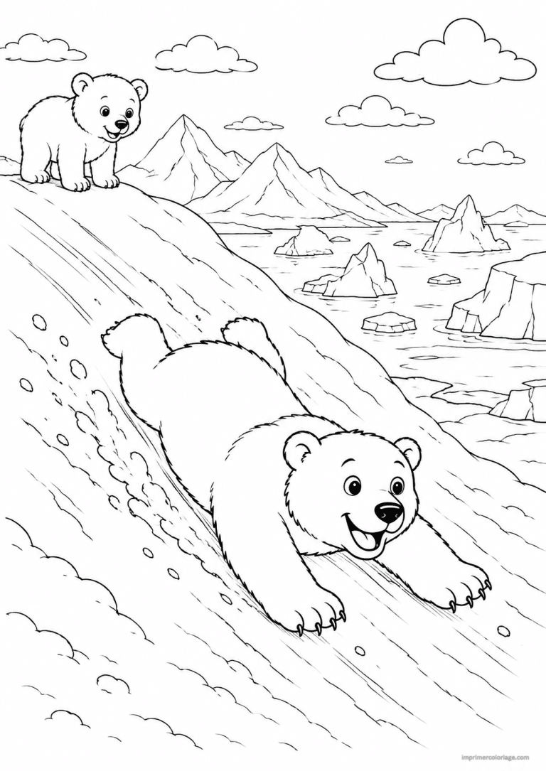 coloriage ours polaire glisse neige à imprimer coloriage ours polaire glisse neige - dessin gratuit à imprimer