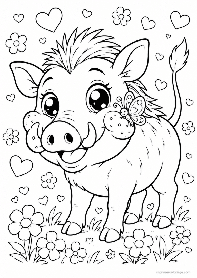 coloriage phacochere cute marcassin suricate à imprimer coloriage phacochere cute marcassin suricate - dessin gratuit à imprimer