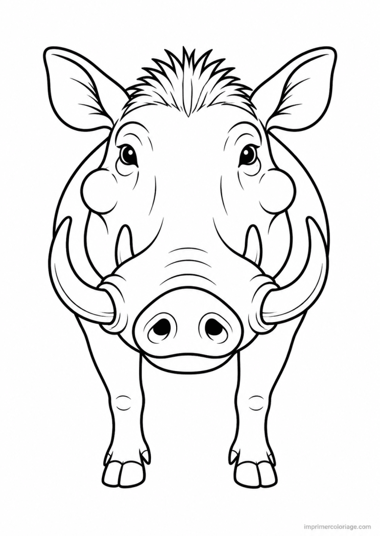 coloriage phacochere face defenses à imprimer coloriage phacochere face defenses - dessin gratuit à imprimer