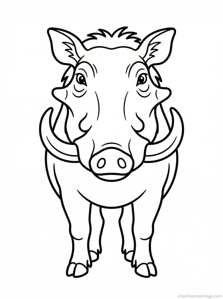 coloriage phacochère face verrues à imprimer coloriage phacochère face verrues - dessin gratuit à imprimer