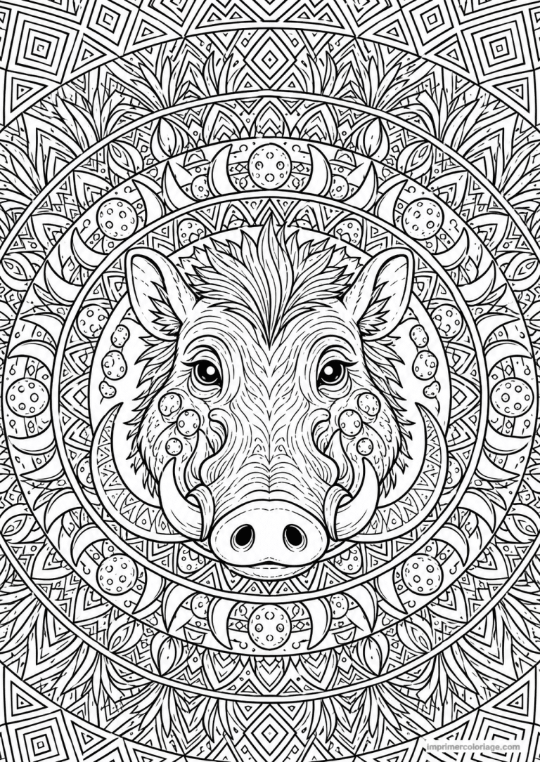 coloriage phacochere mandala quatre silhouettes à imprimer coloriage phacochere mandala quatre silhouettes - dessin gratuit à imprimer