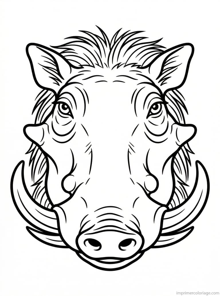 coloriage phacochère portrait verrues à imprimer coloriage phacochère portrait verrues - dessin gratuit à imprimer
