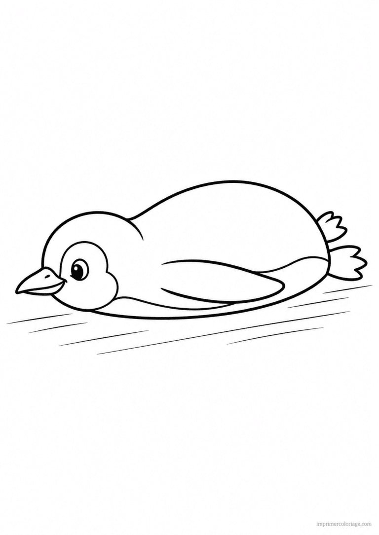 coloriage pingouin glisse ventre glace - dessin gratuit &agrave; imprimer