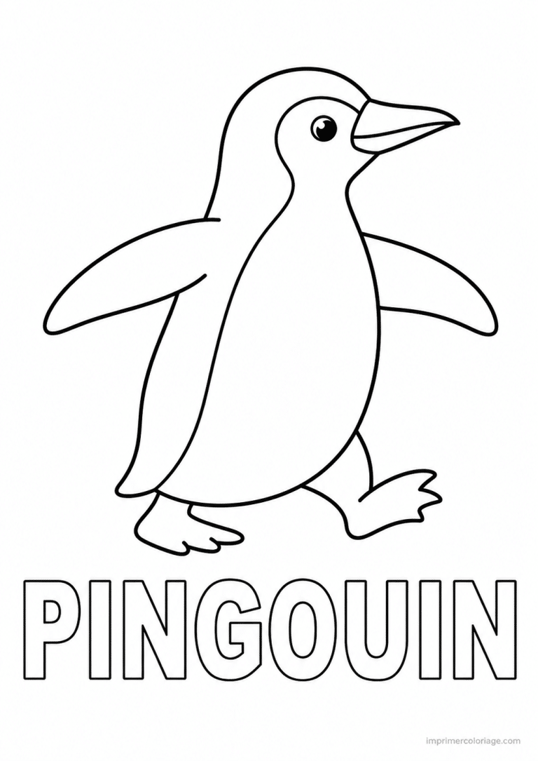 coloriage pingouin titre bas - dessin gratuit &agrave; imprimer