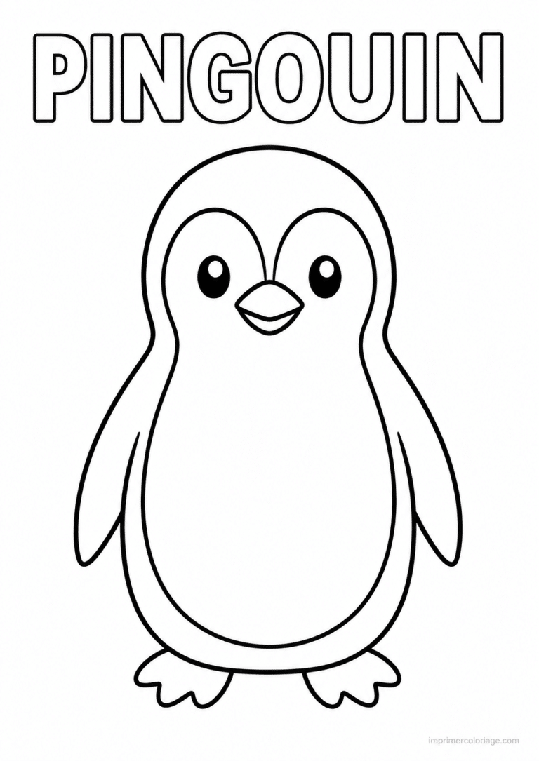 coloriage pingouin titre haut - dessin gratuit &agrave; imprimer