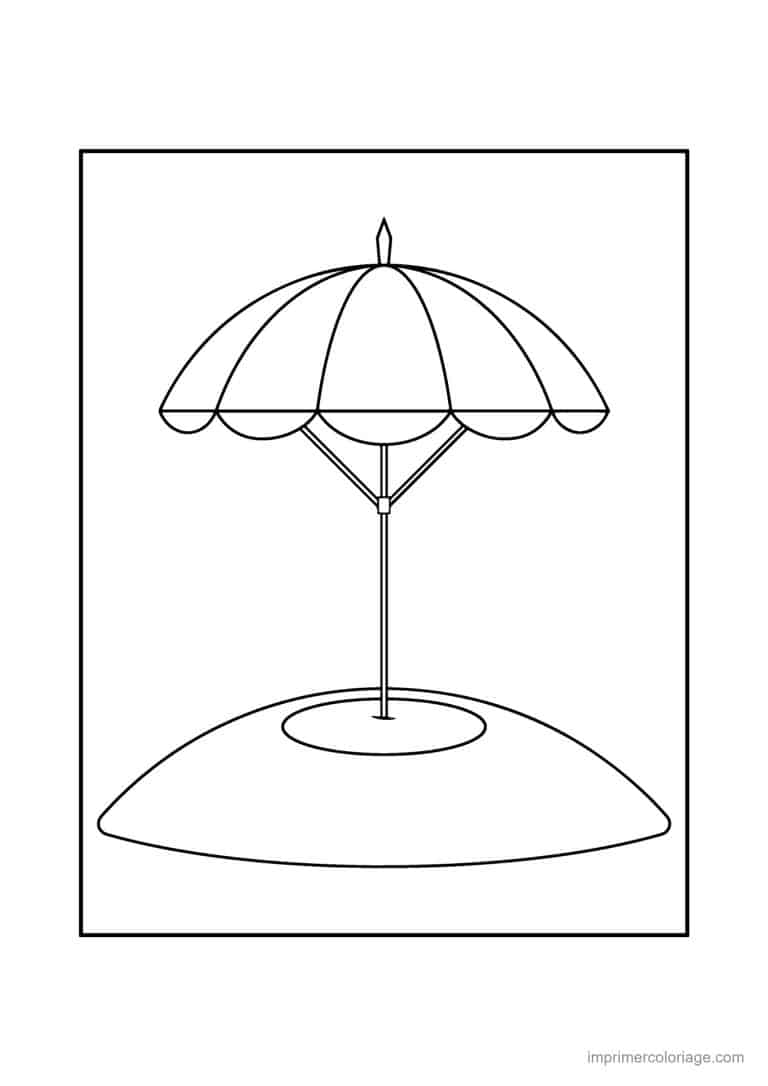 coloriage plage parasol plante dans le sable - dessin gratuit &agrave; imprimer