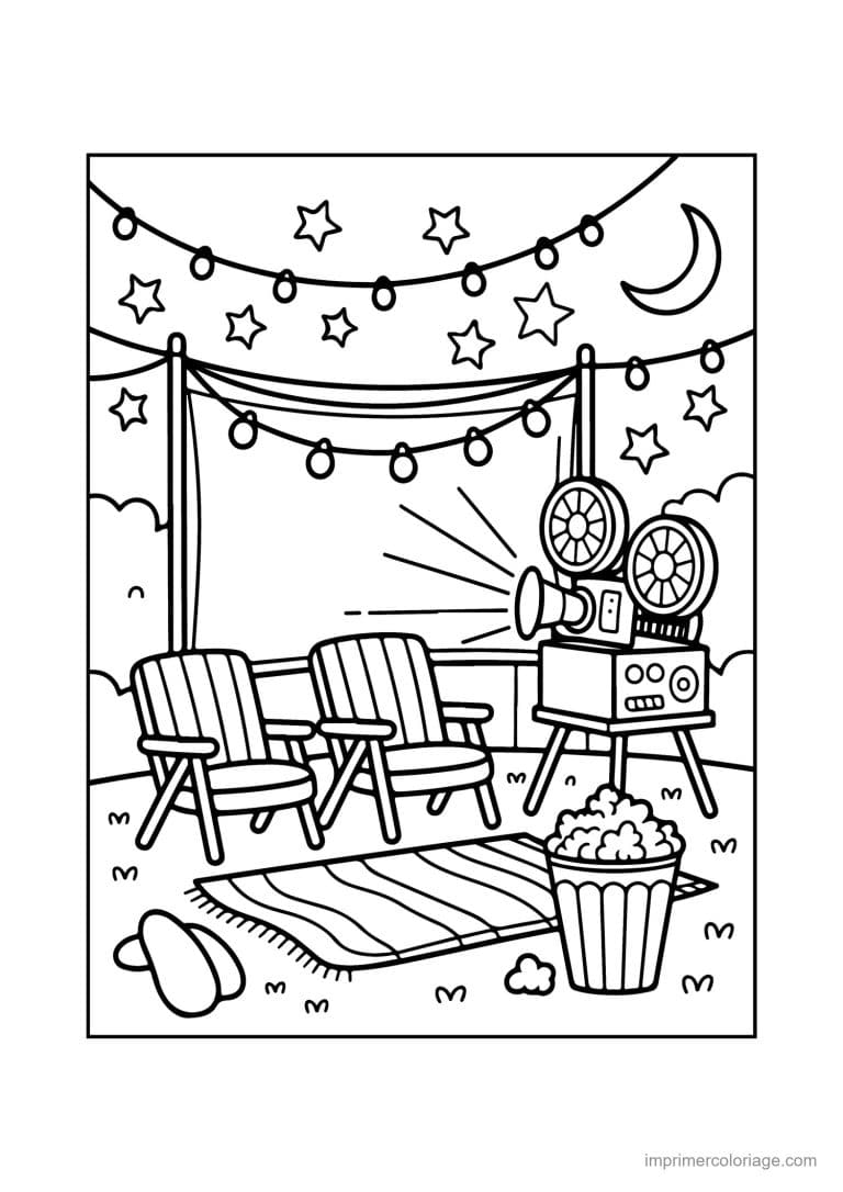 coloriage plage transats de plage au crepuscule - dessin gratuit &agrave; imprimer