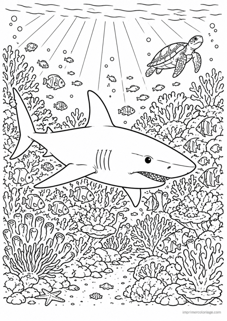 coloriage requin breach phoque saut - dessin gratuit &agrave; imprimer