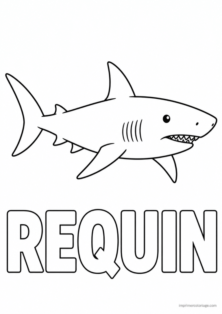 coloriage requin chasse poissons fond - dessin gratuit &agrave; imprimer