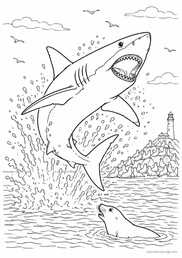 coloriage requin cute sourire noeud - dessin gratuit &agrave; imprimer