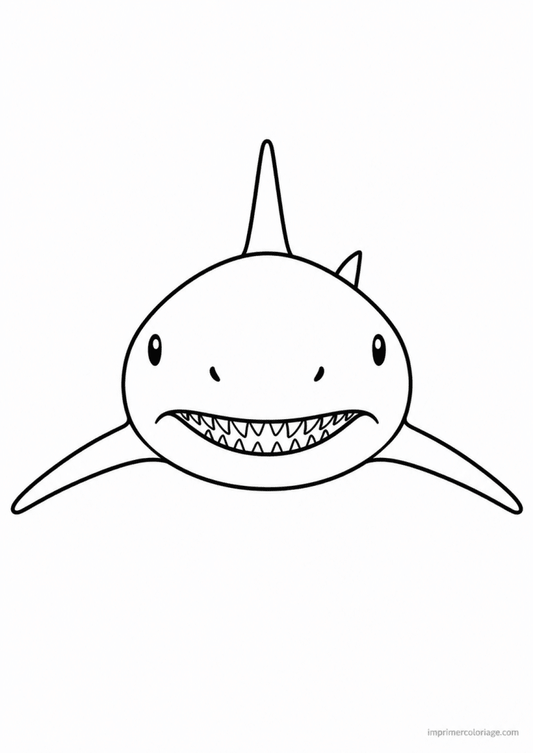 coloriage requin face nageoires - dessin gratuit &agrave; imprimer