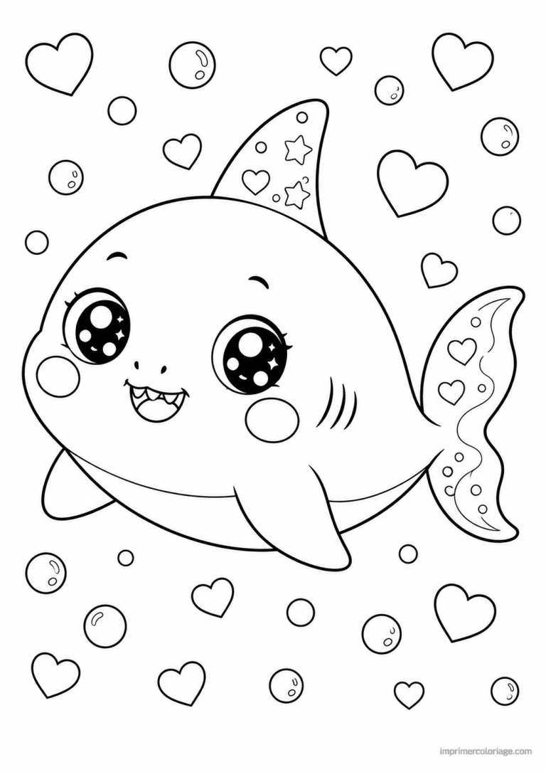 coloriage requin kawaii visage mandala - dessin gratuit &agrave; imprimer