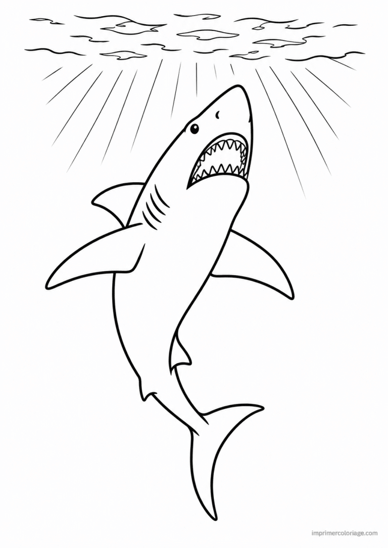 coloriage requin saut hors eau - dessin gratuit &agrave; imprimer