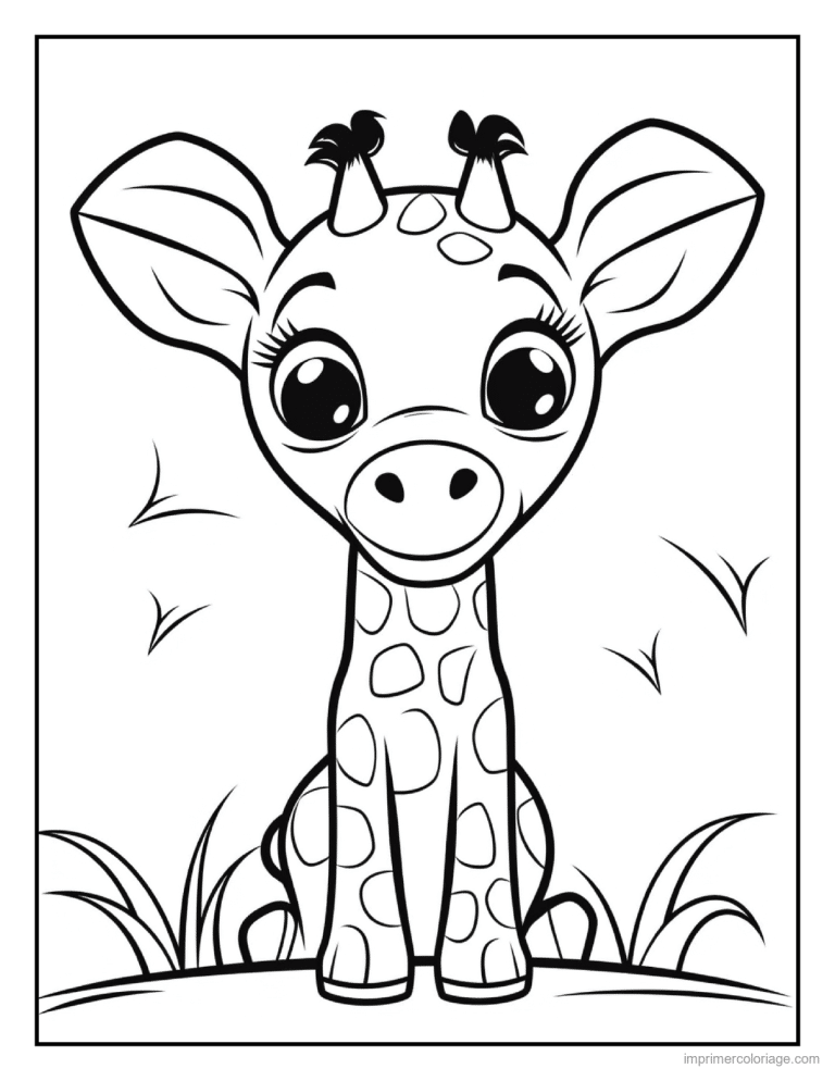coloriage savane bebe girafe dans l herbe à imprimer coloriage savane bebe girafe dans l herbe - dessin gratuit à imprimer
