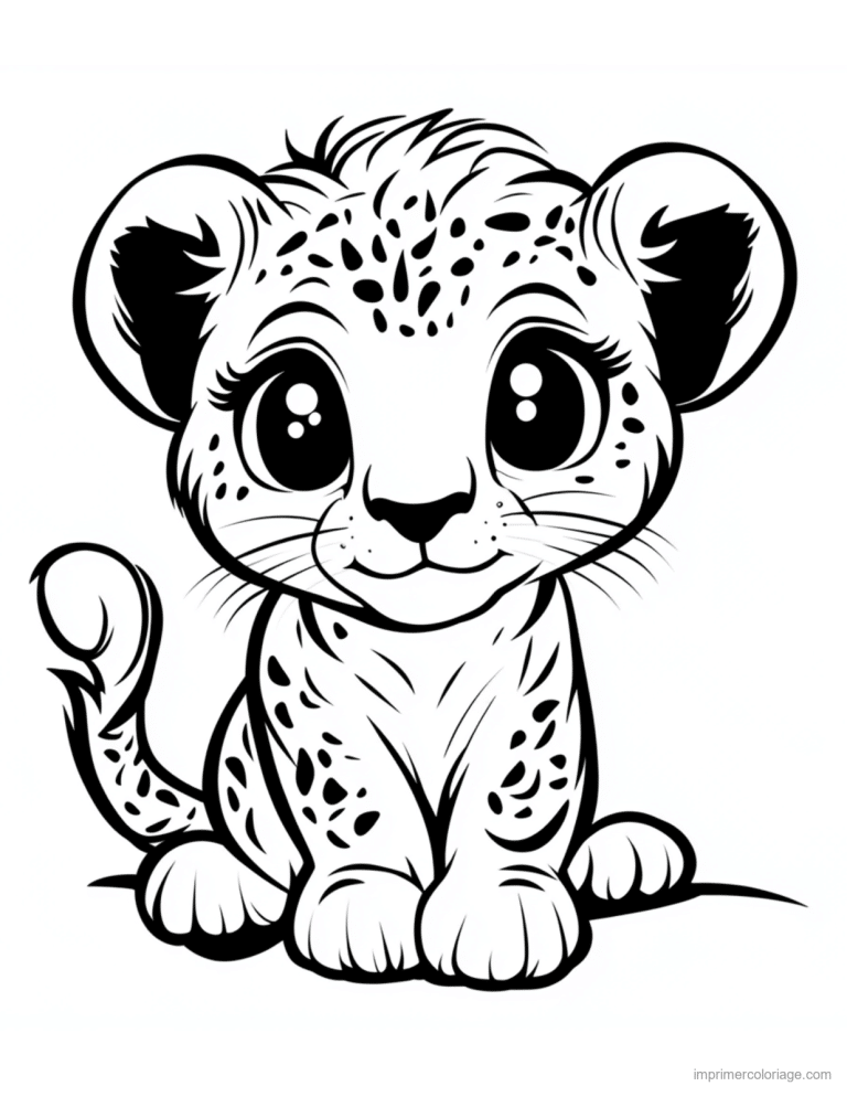 coloriage savane bebe guepard mignon à imprimer coloriage savane bebe guepard mignon - dessin gratuit à imprimer