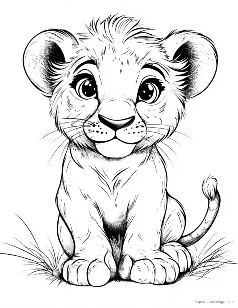 coloriage savane bebe lion mignon à imprimer coloriage savane bebe lion mignon - dessin gratuit à imprimer