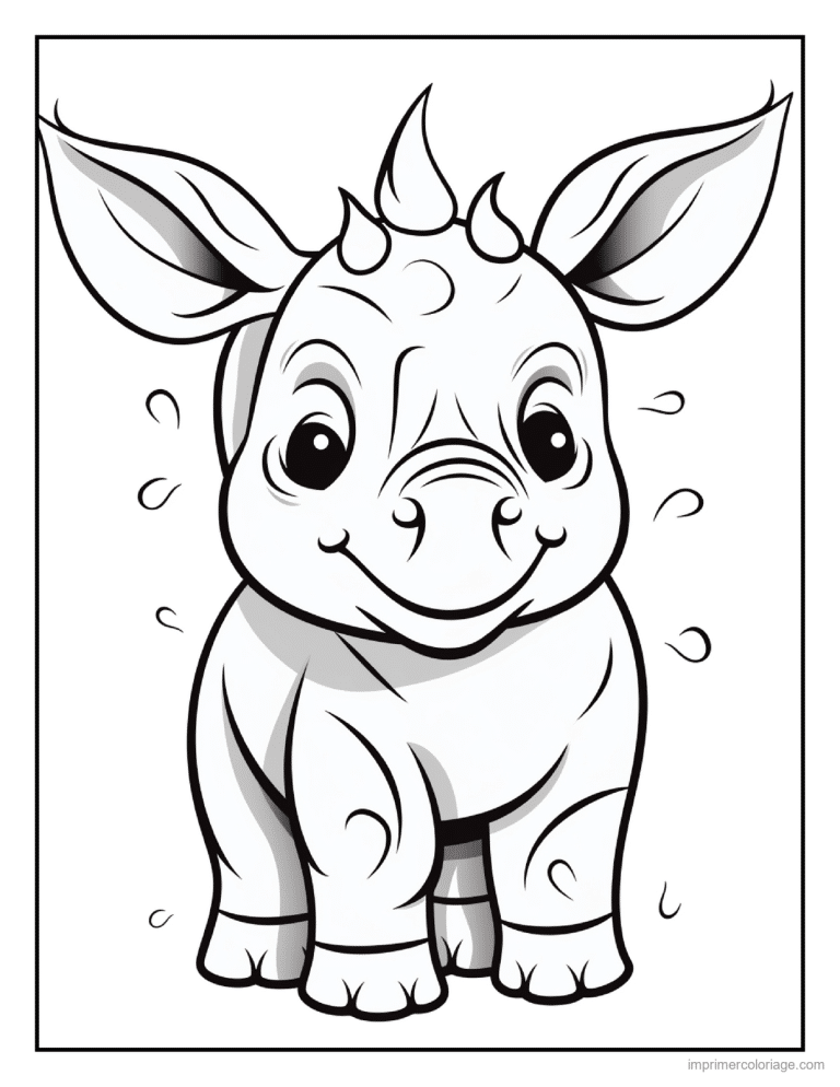 coloriage savane bebe rhinoceros mignon à imprimer coloriage savane bebe rhinoceros mignon - dessin gratuit à imprimer