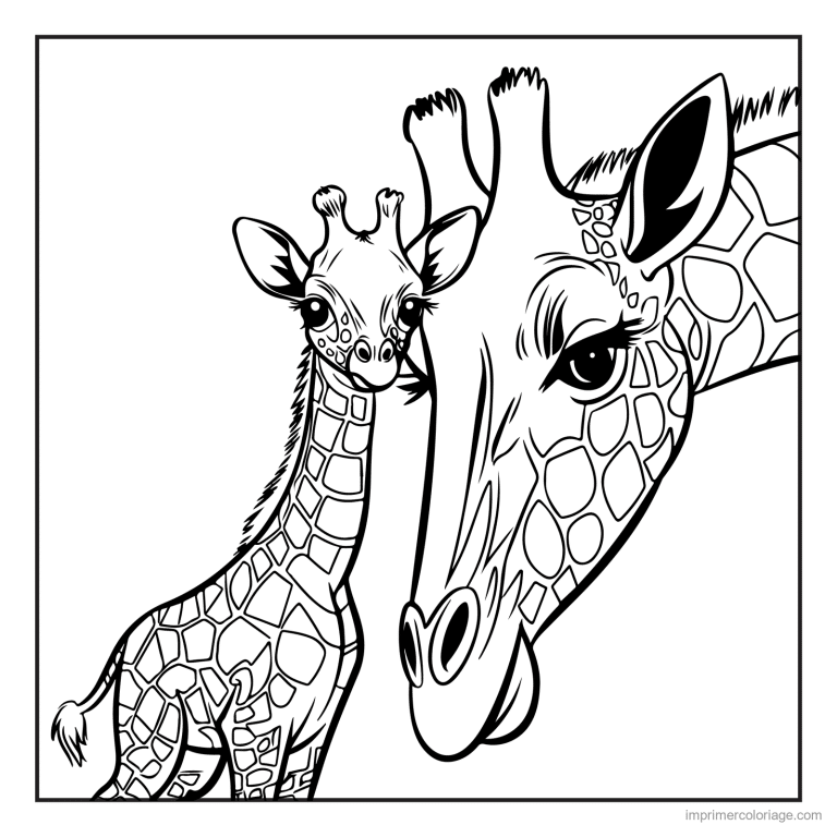 coloriage savane deux girafes realistes à imprimer coloriage savane deux girafes realistes - dessin gratuit à imprimer