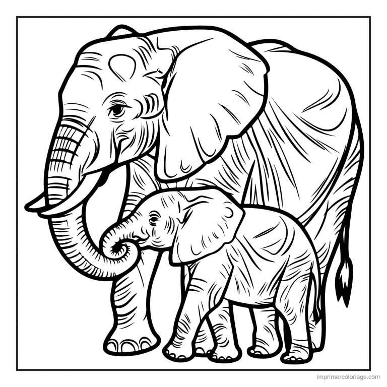 coloriage savane elephant et son elephanteau à imprimer coloriage savane elephant et son elephanteau - dessin gratuit à imprimer
