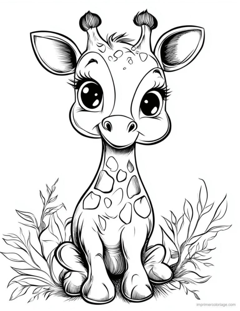 coloriage savane girafe mignonne assise à imprimer coloriage savane girafe mignonne assise - dessin gratuit à imprimer