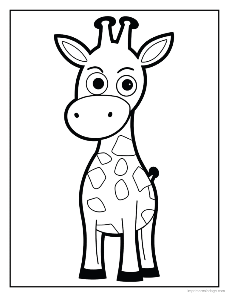 coloriage savane girafe mignonne debout à imprimer coloriage savane girafe mignonne debout - dessin gratuit à imprimer