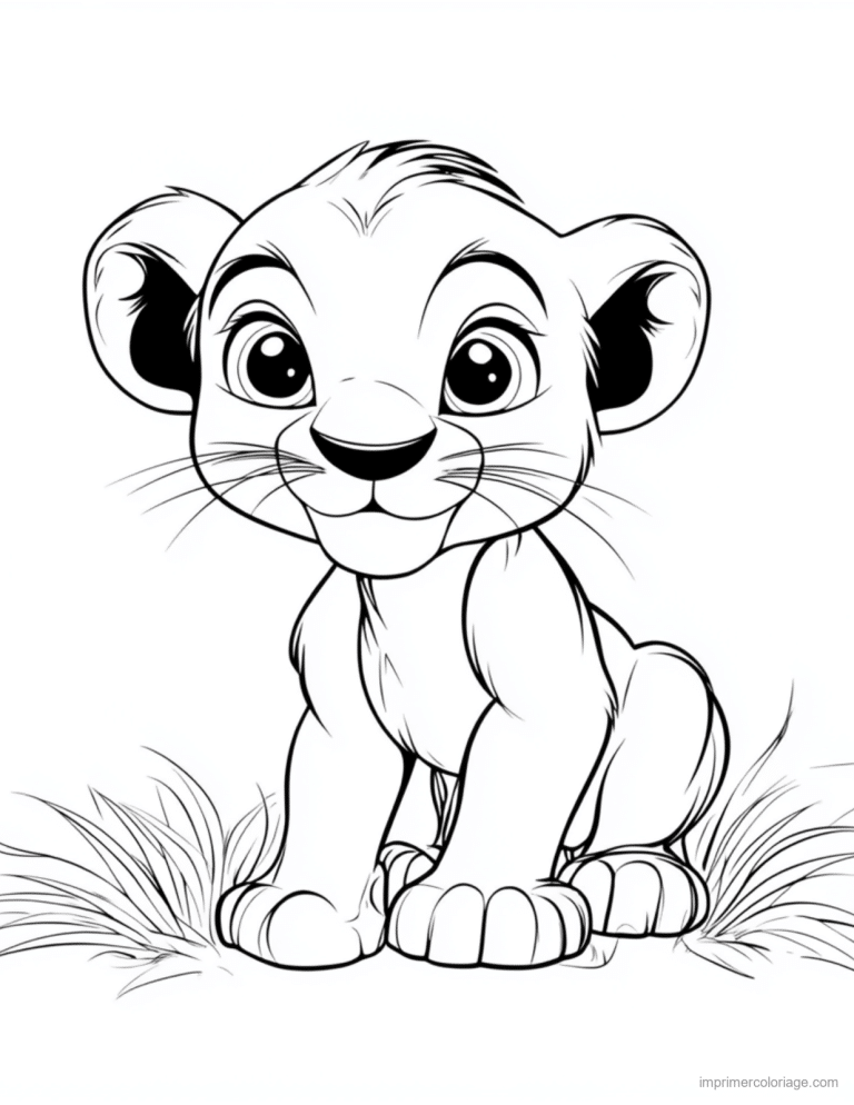 coloriage savane lionceau assis souriant à imprimer coloriage savane lionceau assis souriant - dessin gratuit à imprimer