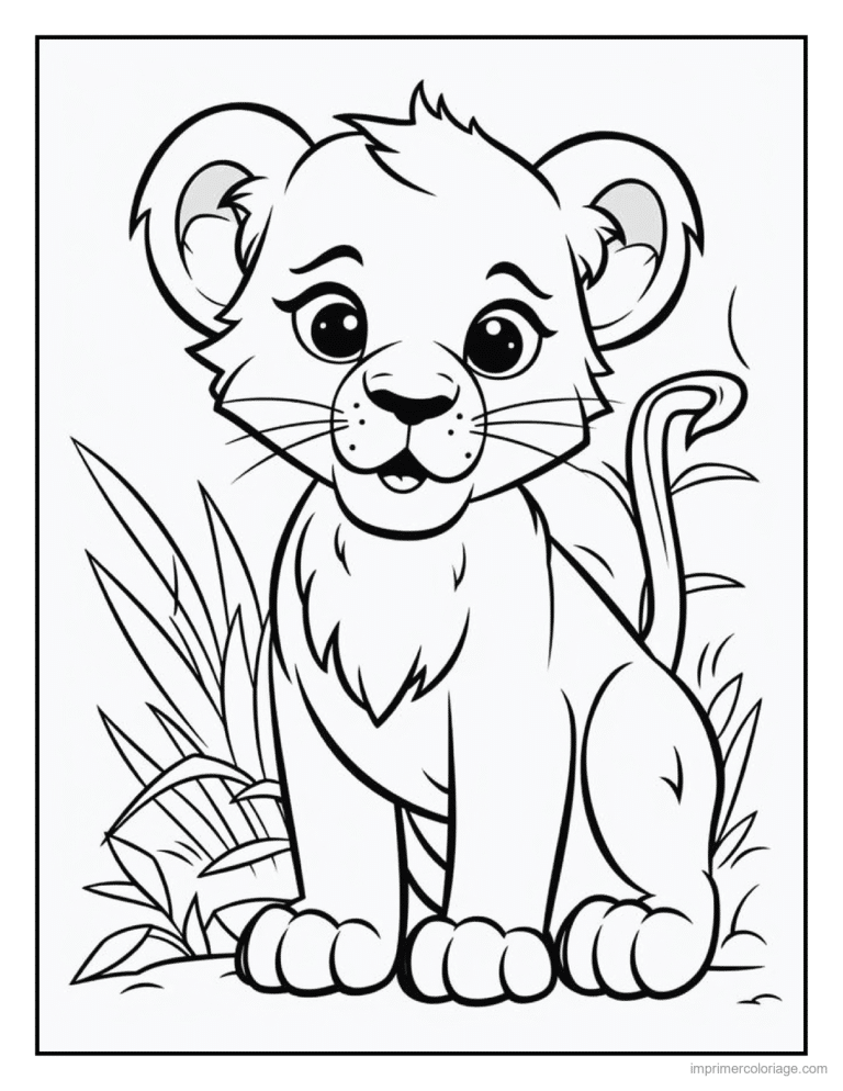 coloriage savane lionceau mignon assis à imprimer coloriage savane lionceau mignon assis - dessin gratuit à imprimer