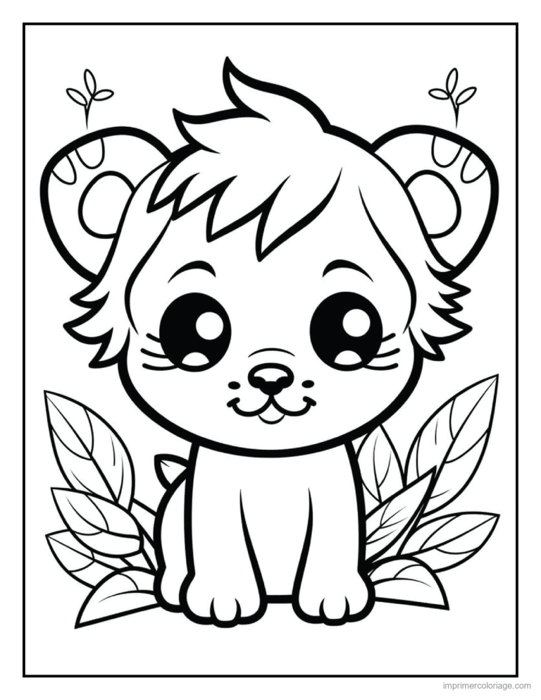 coloriage savane lionceau mignon aux feuilles à imprimer coloriage savane lionceau mignon aux feuilles - dessin gratuit à imprimer