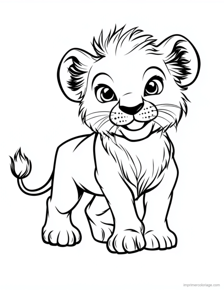 coloriage savane lionceau qui marche à imprimer coloriage savane lionceau qui marche - dessin gratuit à imprimer