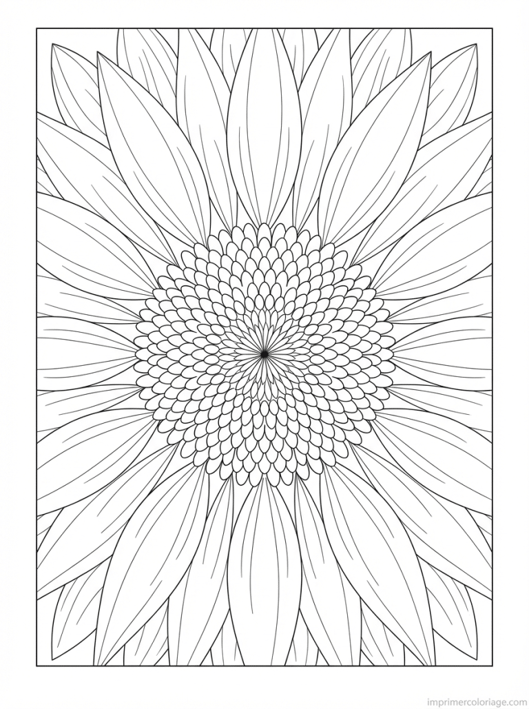 coloriage tournesol dessus centre - dessin gratuit &agrave; imprimer