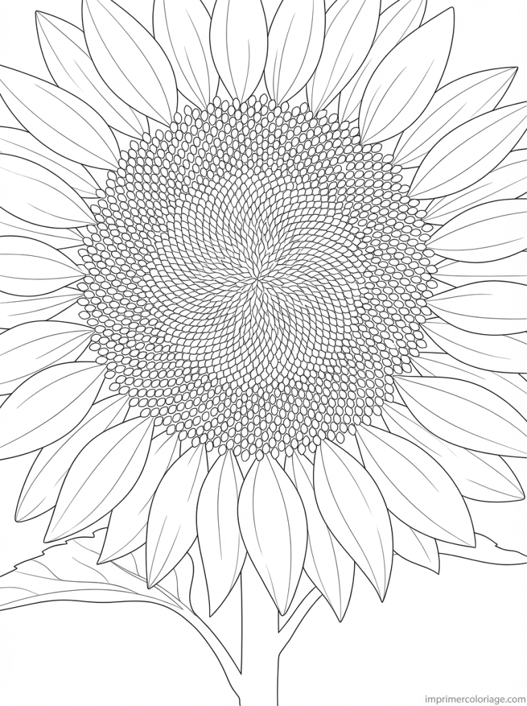 coloriage tournesol portrait graines - dessin gratuit &agrave; imprimer