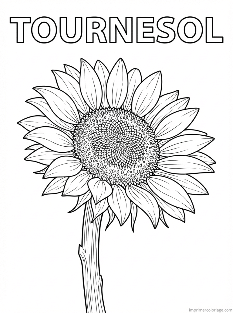 coloriage tournesol titre fleur - dessin gratuit &agrave; imprimer