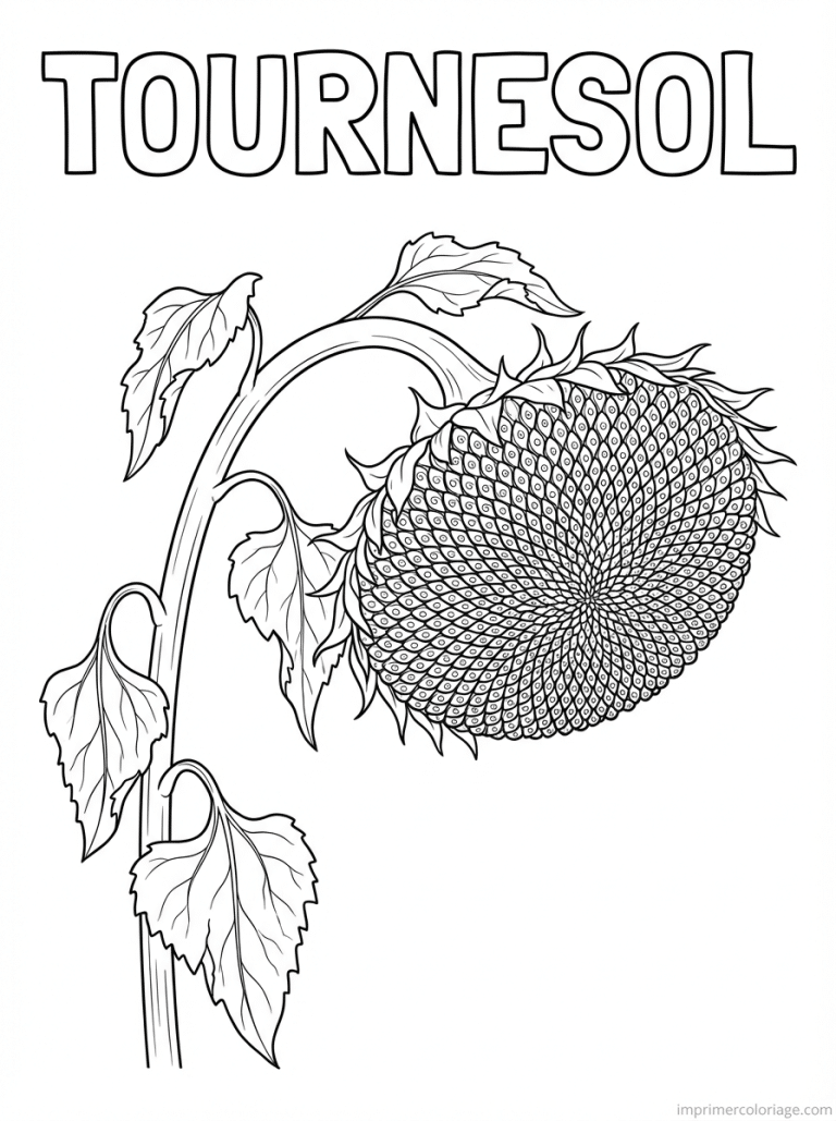 coloriage tournesol titre graines automne - dessin gratuit &agrave; imprimer