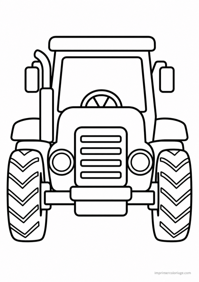 coloriage tracteur epais face phares 2 - dessin gratuit &agrave; imprimer