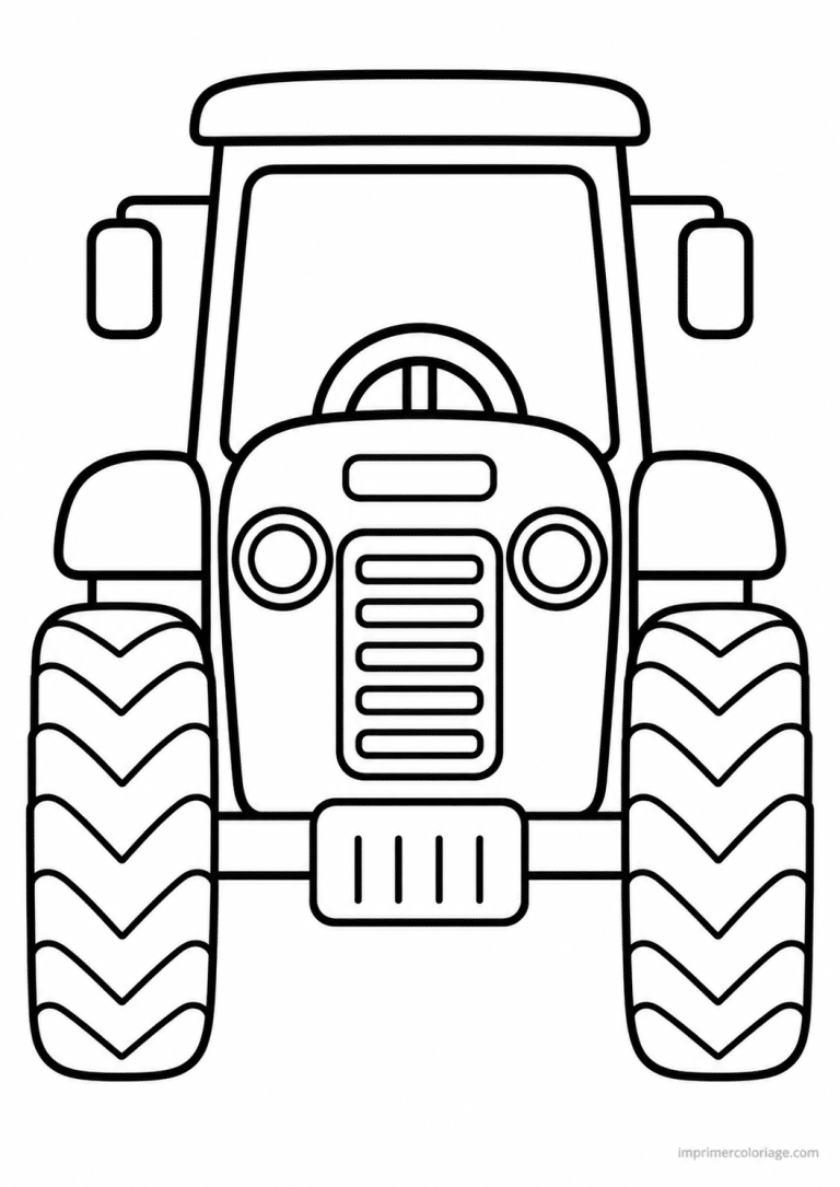 coloriage tracteur epais face phares - dessin gratuit &agrave; imprimer