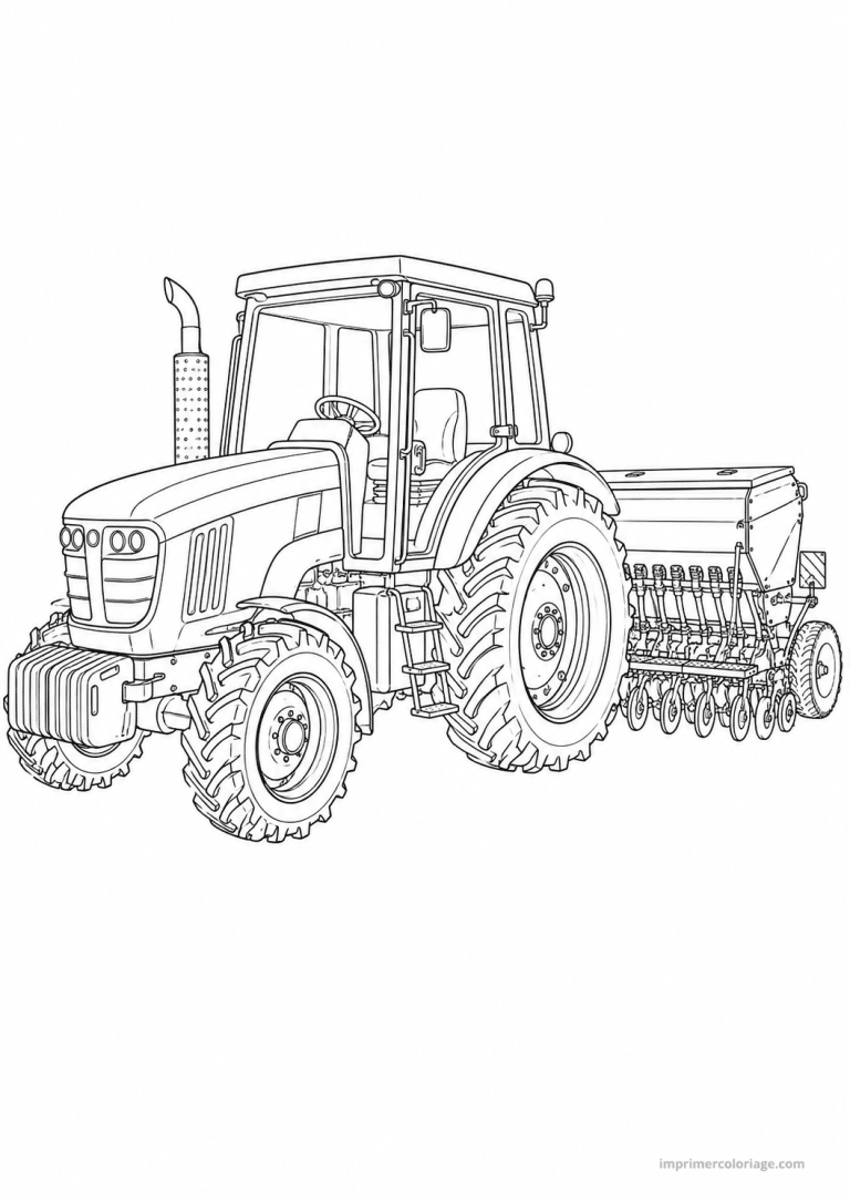 coloriage tracteur fins semoir - dessin gratuit &agrave; imprimer