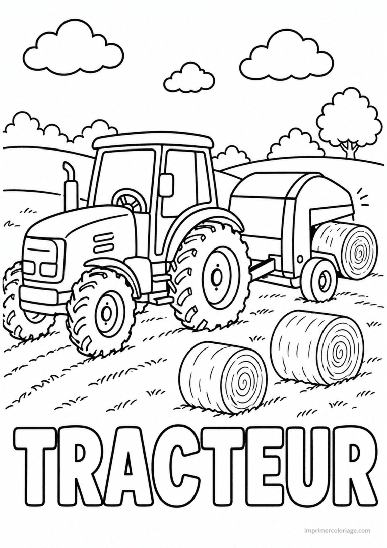 coloriage tracteur titre bottes foin 2 - dessin gratuit &agrave; imprimer