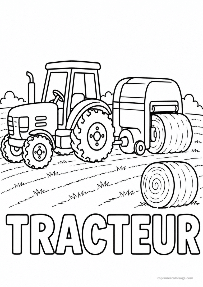 coloriage tracteur titre bottes foin - dessin gratuit &agrave; imprimer