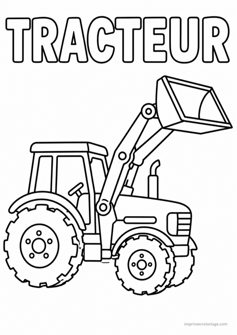 coloriage tracteur titre godet leve - dessin gratuit &agrave; imprimer