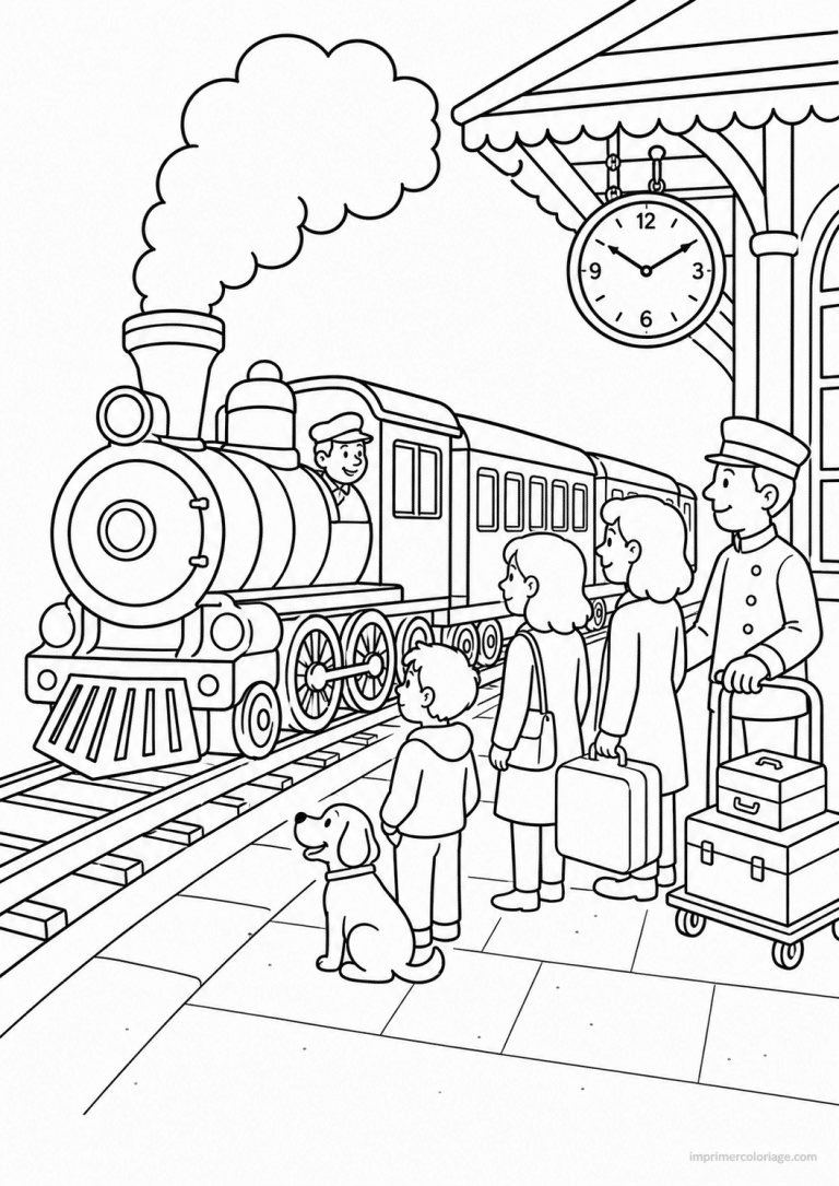coloriage train animaux - dessin gratuit &agrave; imprimer
