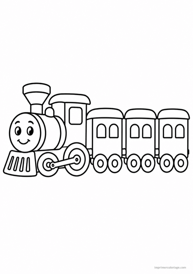 coloriage train epais jouet souriant - dessin gratuit &agrave; imprimer