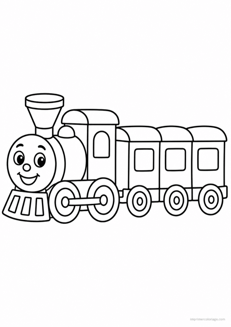 coloriage train jouet souriant - dessin gratuit &agrave; imprimer