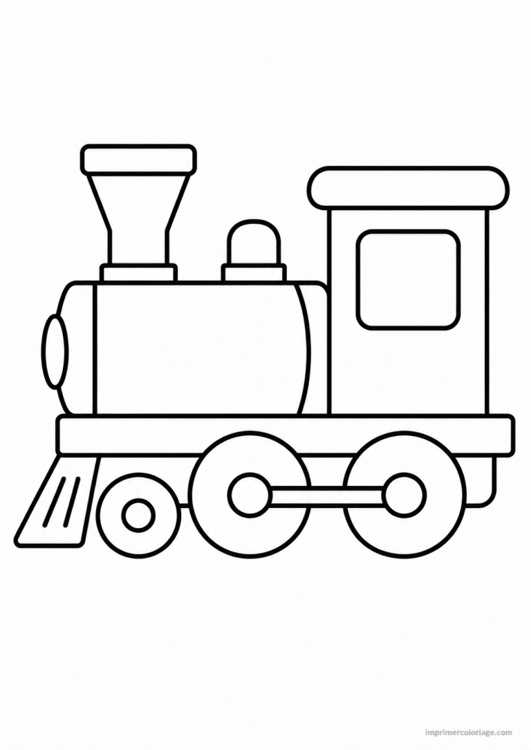 coloriage train simple locomotive - dessin gratuit &agrave; imprimer