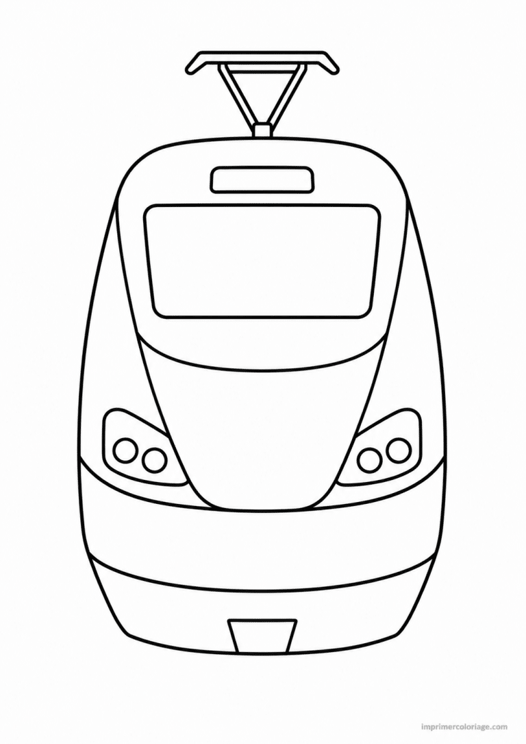coloriage train simple tgv face - dessin gratuit &agrave; imprimer