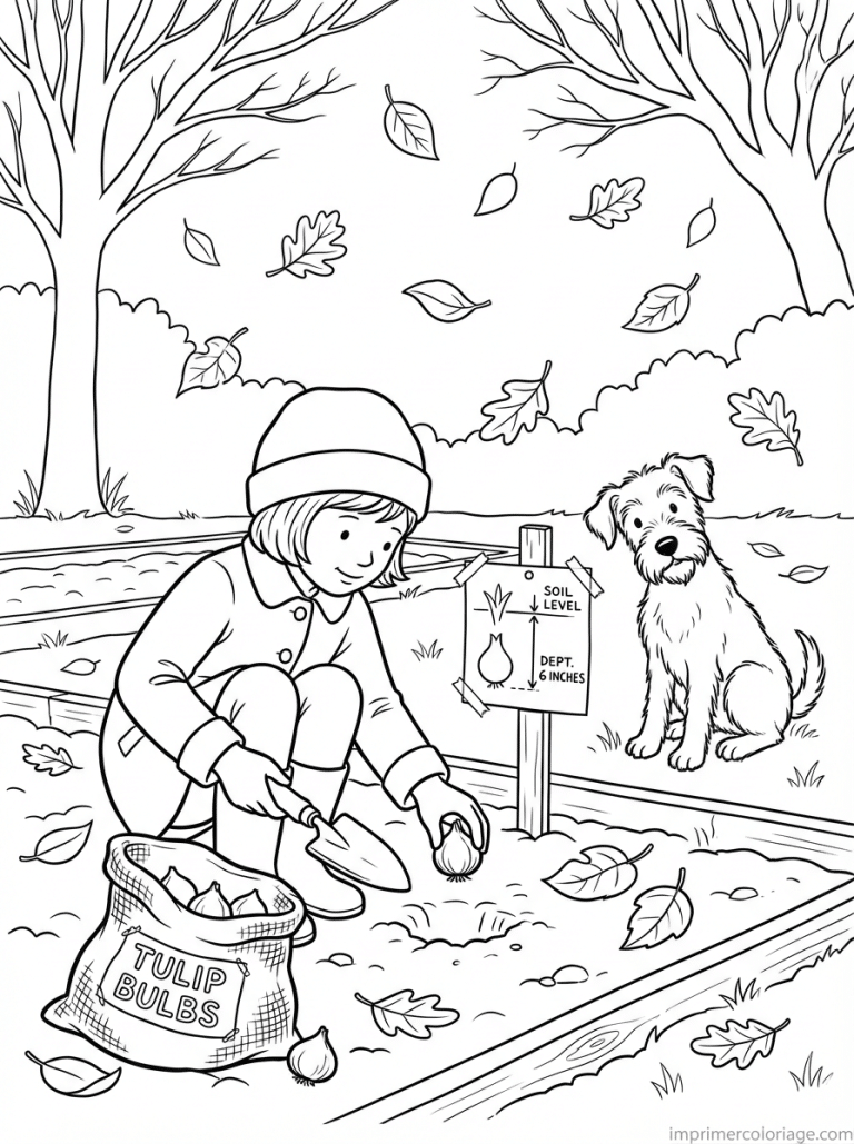 coloriage tulipe plante bulbes automne - dessin gratuit &agrave; imprimer
