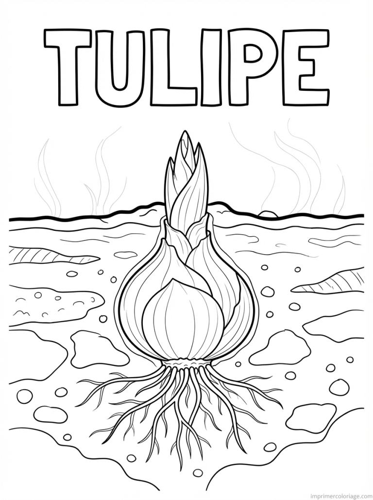 coloriage tulipe titre bulbe sol - dessin gratuit &agrave; imprimer
