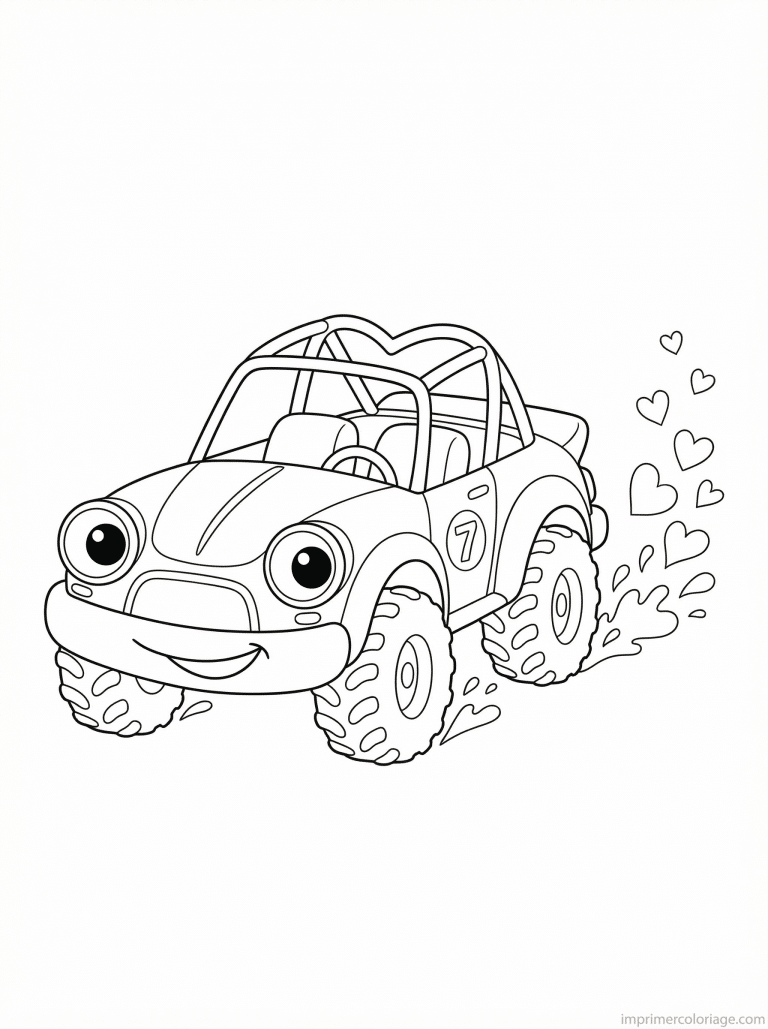coloriage voiture rallye cute yeux boue - dessin gratuit &agrave; imprimer